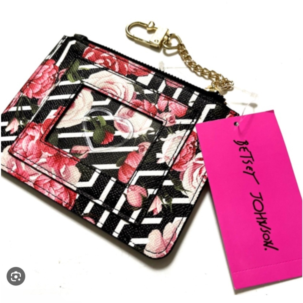 🌹Betsey Johnson card wallet with clip and Zipped Compartment🌹 NWT